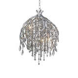 Nature Inspired Crystal Branch Chandelier with Glass Dewdrops and Metallic Finish