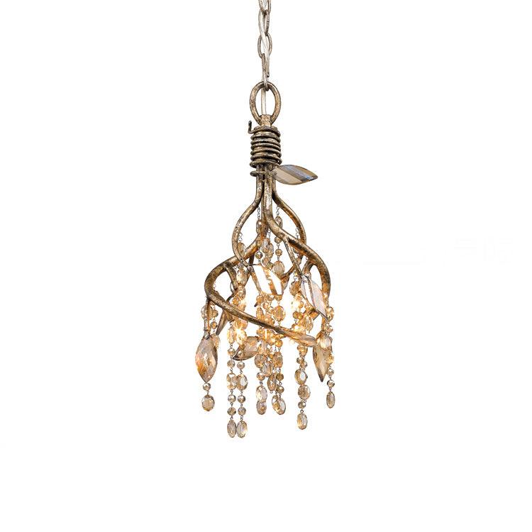 Nature Inspired Crystal Branch Chandelier with Glass Dewdrops and Metallic Finish