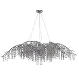Nature Inspired Crystal Branch Chandelier with Glass Dewdrops and Metallic Finish