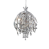 Nature Inspired Crystal Branch Chandelier with Glass Dewdrops and Metallic Finish