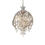 Nature Inspired Crystal Branch Chandelier with Glass Dewdrops and Metallic Finish
