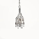 Nature Inspired Crystal Branch Chandelier with Glass Dewdrops and Metallic Finish