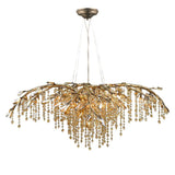 Nature Inspired Crystal Branch Chandelier with Glass Dewdrops and Metallic Finish