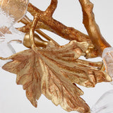 Nature Inspired Folio Brass Branch Chandelier with Glass Maple Leaf Accents