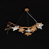 Nature Inspired Folio Brass Branch Chandelier with Glass Maple Leaf Accents