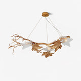 Nature Inspired Folio Brass Branch Chandelier with Glass Maple Leaf Accents