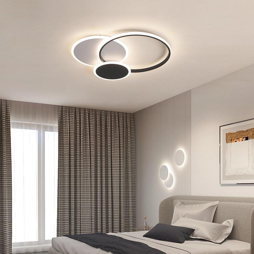 Modern Geometric Triple Circle LED Flush Mount Light for Bedroom