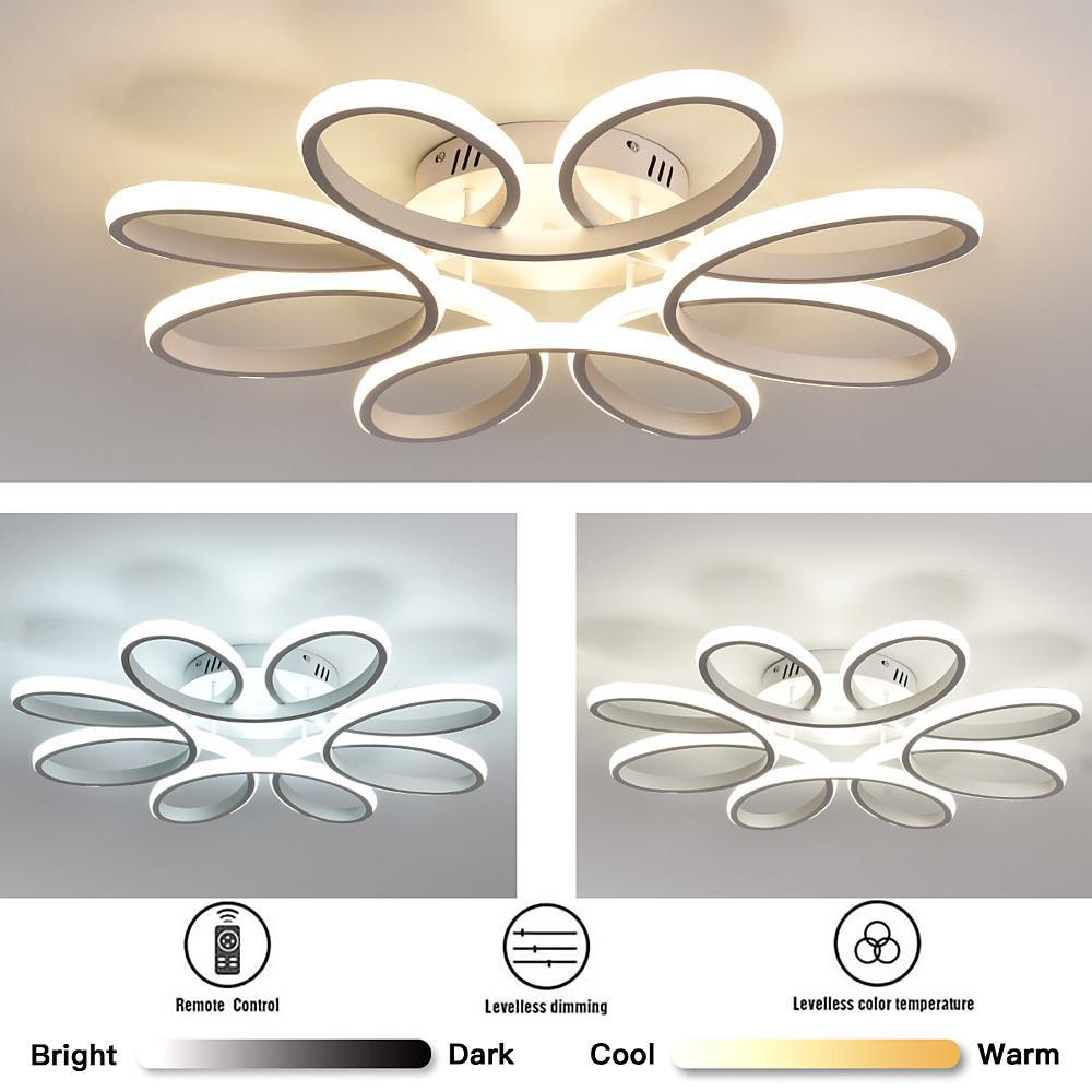 Modern Flower Shaped Dimmable LED Flush Mount Ceiling Light in White Finish for Home