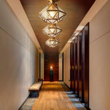 Vintage Industrial Metal and Glass Flush Mount Ceiling Light Lantern for Hallway Bedroom