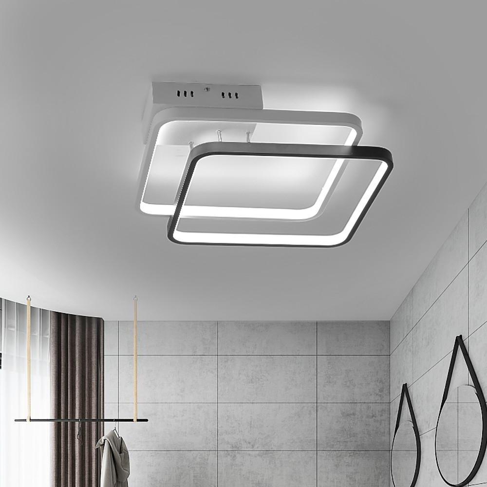 Minimalist Modern 2 Square LED Flush Mount Ceiling Light Fixture for Bedroom and Hallway