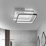 Minimalist Modern 2 Square LED Flush Mount Ceiling Light Fixture for Bedroom and Hallway