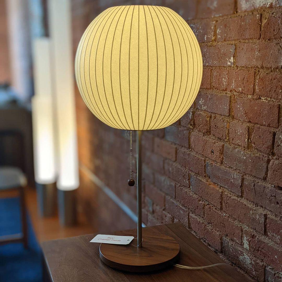 Mid Century Modern Nelson Inspired Accent Table Lamp with White Polymer Shade