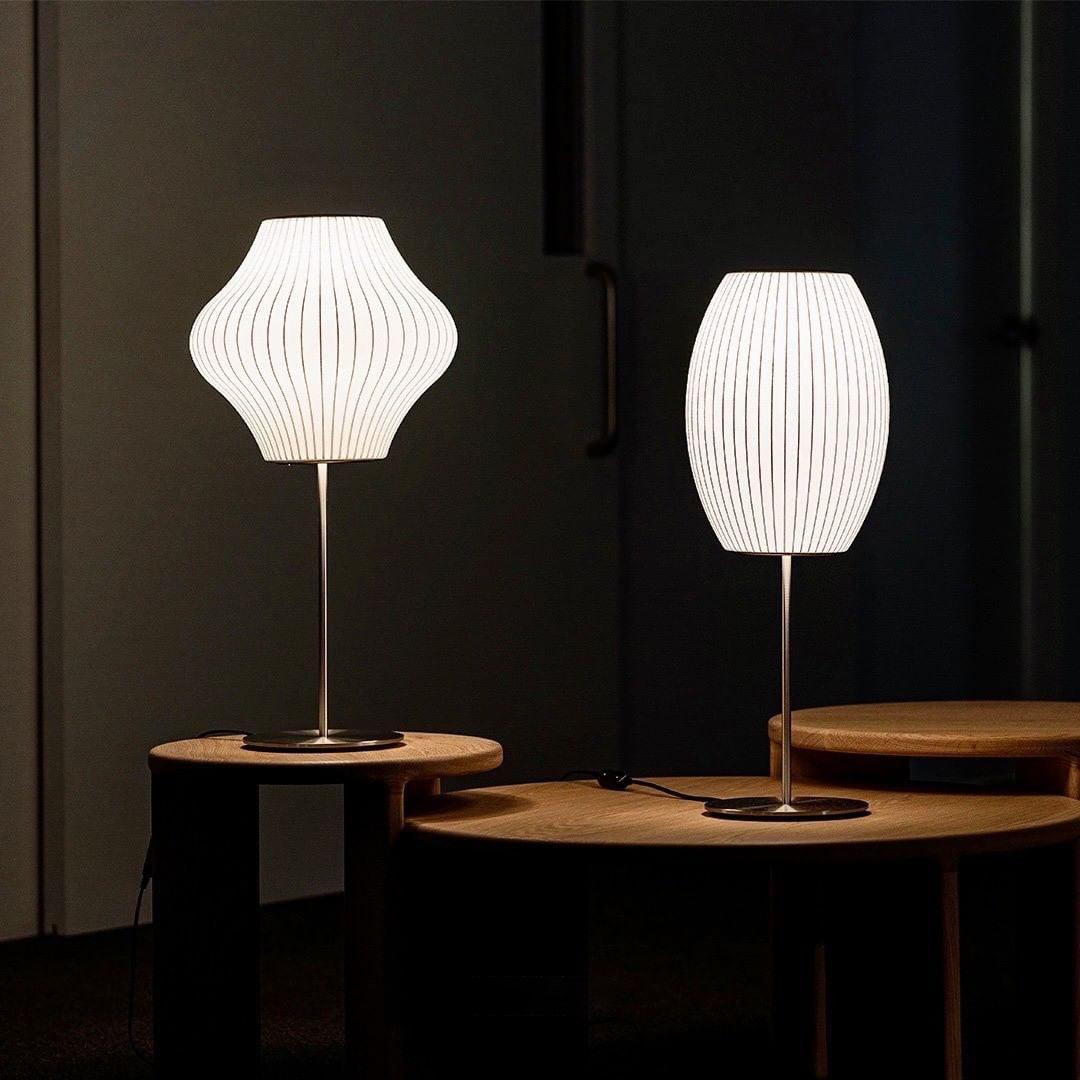 Mid Century Modern Nelson Inspired Accent Table Lamp with White Polymer Shade