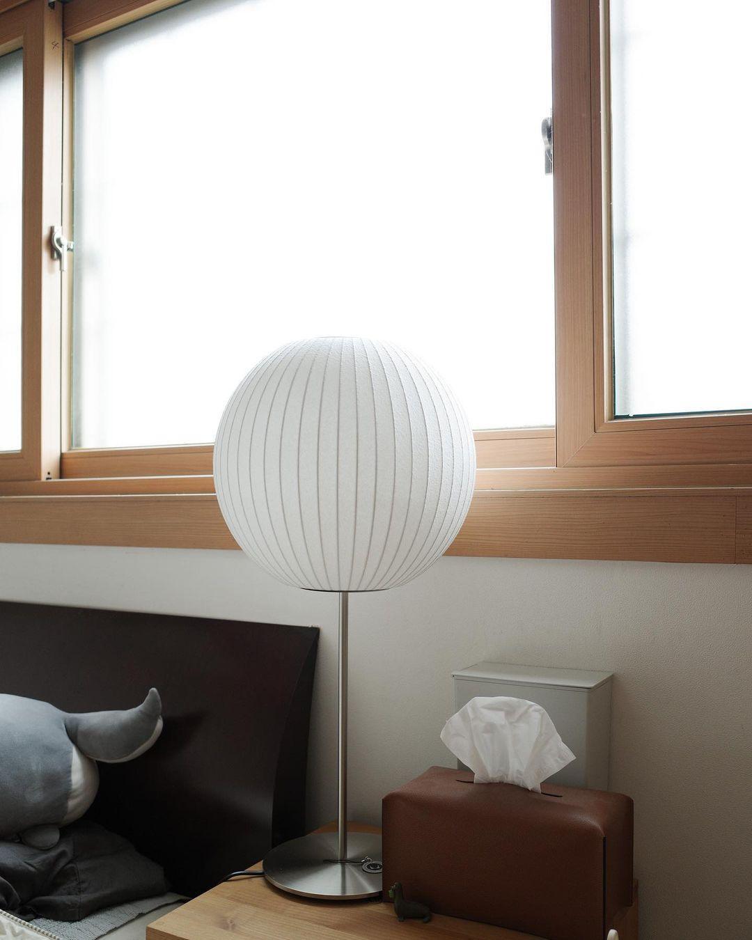 Mid Century Modern Nelson Inspired Accent Table Lamp with White Polymer Shade