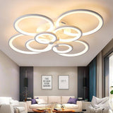 Modern Geometric Overlapping Ring LED Semi Flush Mount Ceiling Light for Living Room