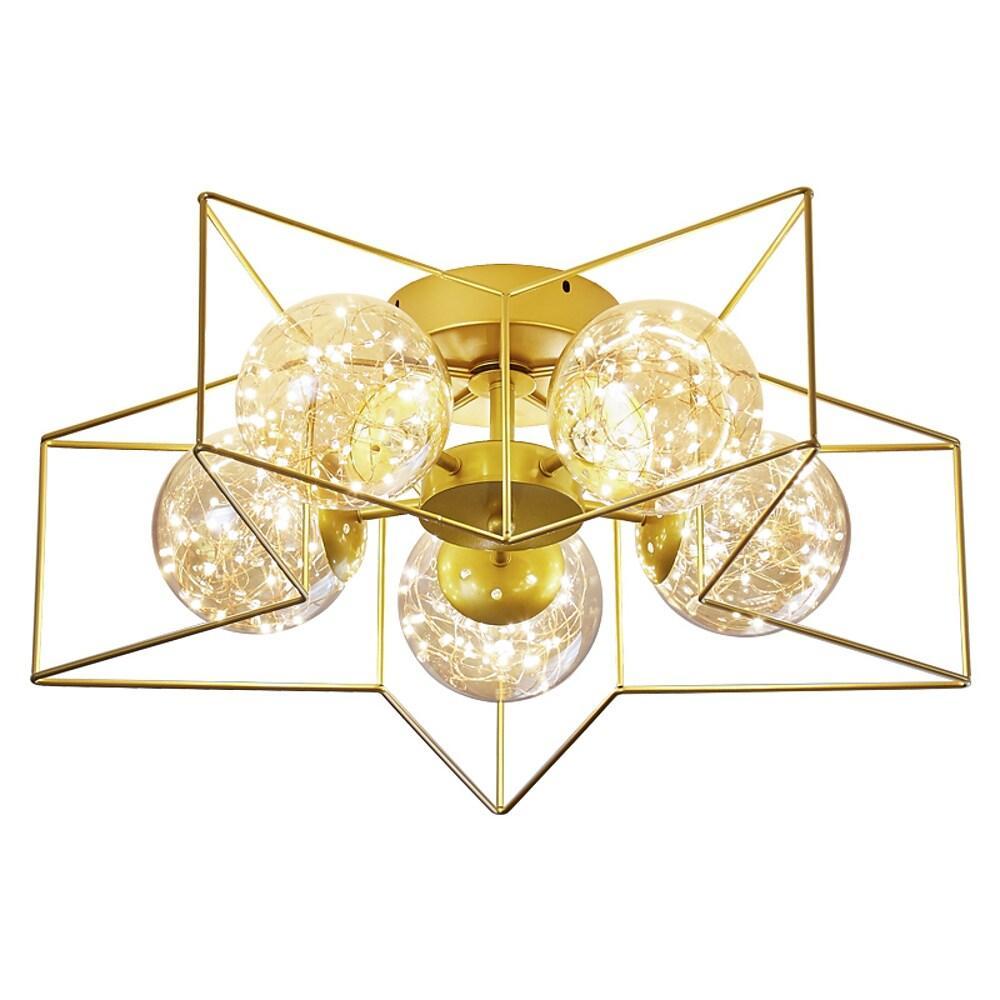 Modern Gold Star Shaped LED Ceiling Light 5 Light Geometric Flush Mount Fixture for Bedrooms