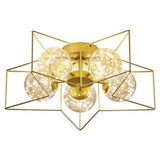 Modern Gold Star Shaped LED Ceiling Light 5 Light Geometric Flush Mount Fixture for Bedrooms