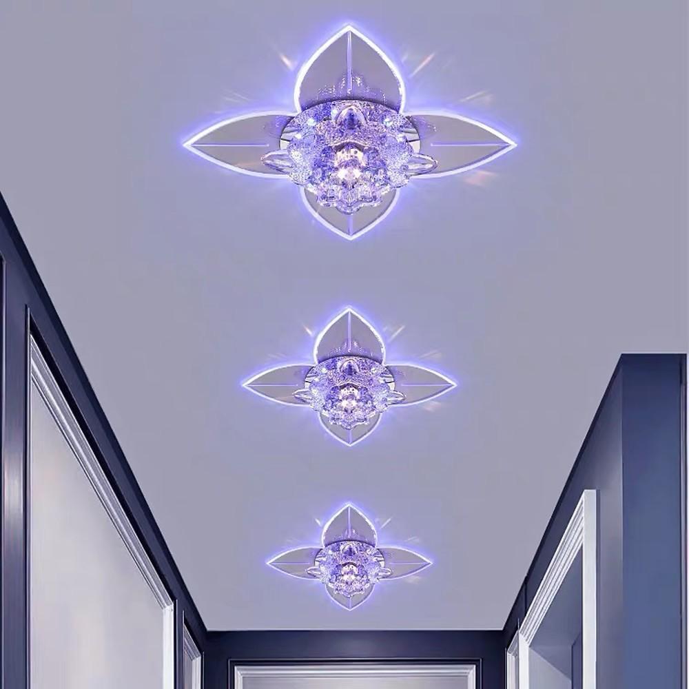Modern 4 Pointed Star LED Crystal Ceiling Light Multi Color Flush Mount for Bedroom