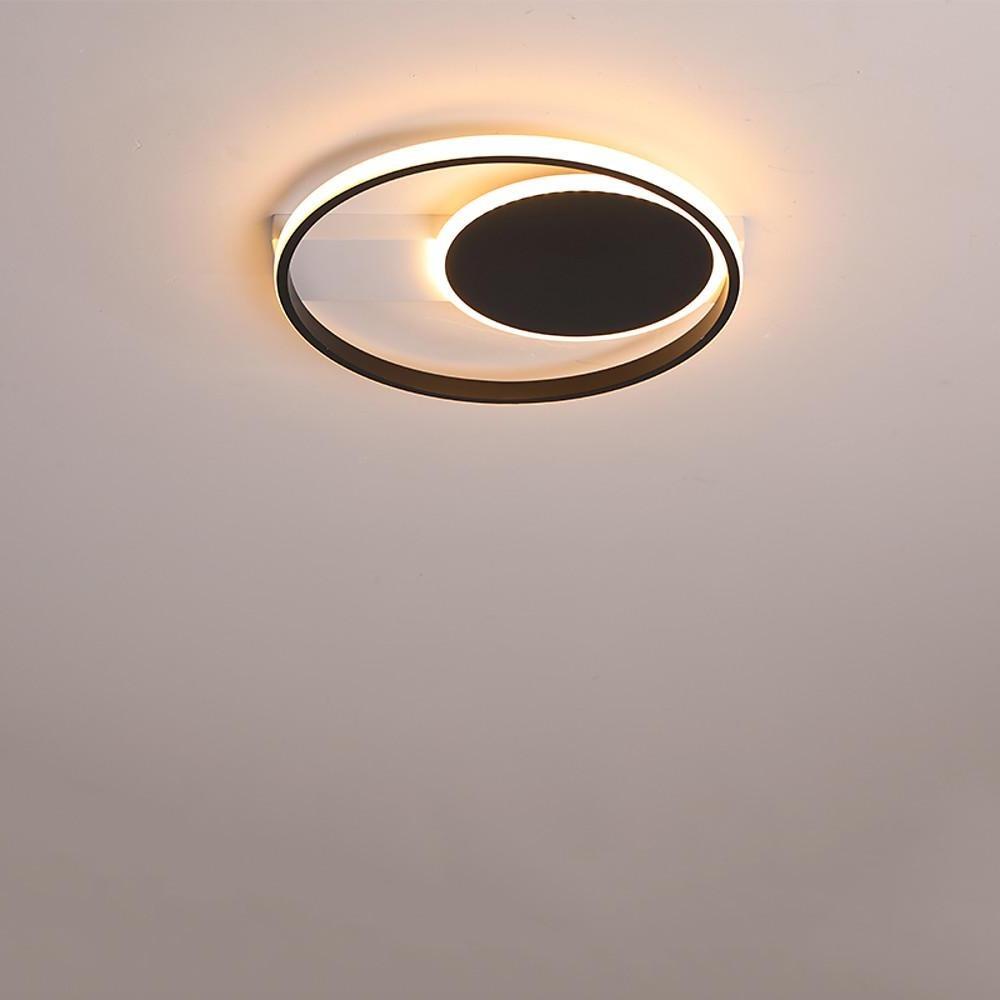 Modern Dual Circle LED Flush Mount Ceiling Light for Bedroom and Living Room 16 Inch 30W