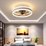 Modern 16 Inch Flush Mount Ceiling Fan with Dimmable LED Lighting