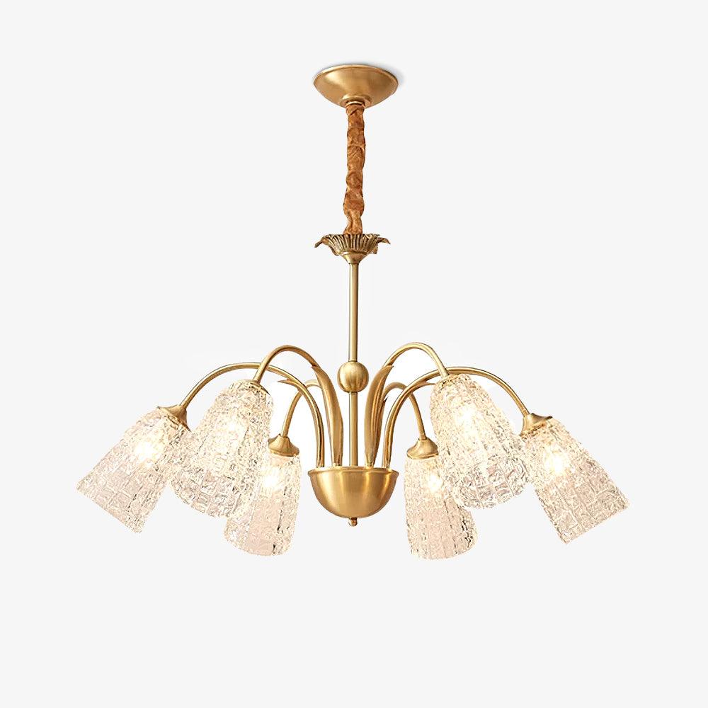 Nikoll Modern Brass and Glass Multi Head Chandelier Luxury Clear Crystal Ceiling Lamp