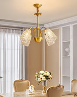 Nikoll Modern Brass and Glass Multi Head Chandelier Luxury Clear Crystal Ceiling Lamp