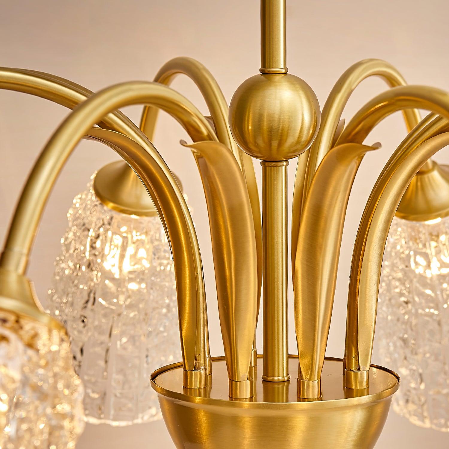 Nikoll Modern Brass and Glass Multi Head Chandelier Luxury Clear Crystal Ceiling Lamp