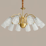 Nikoll Modern Brass and Glass Multi Head Chandelier Luxury Clear Crystal Ceiling Lamp