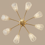 Nikoll Modern Brass and Glass Multi Head Chandelier Luxury Clear Crystal Ceiling Lamp