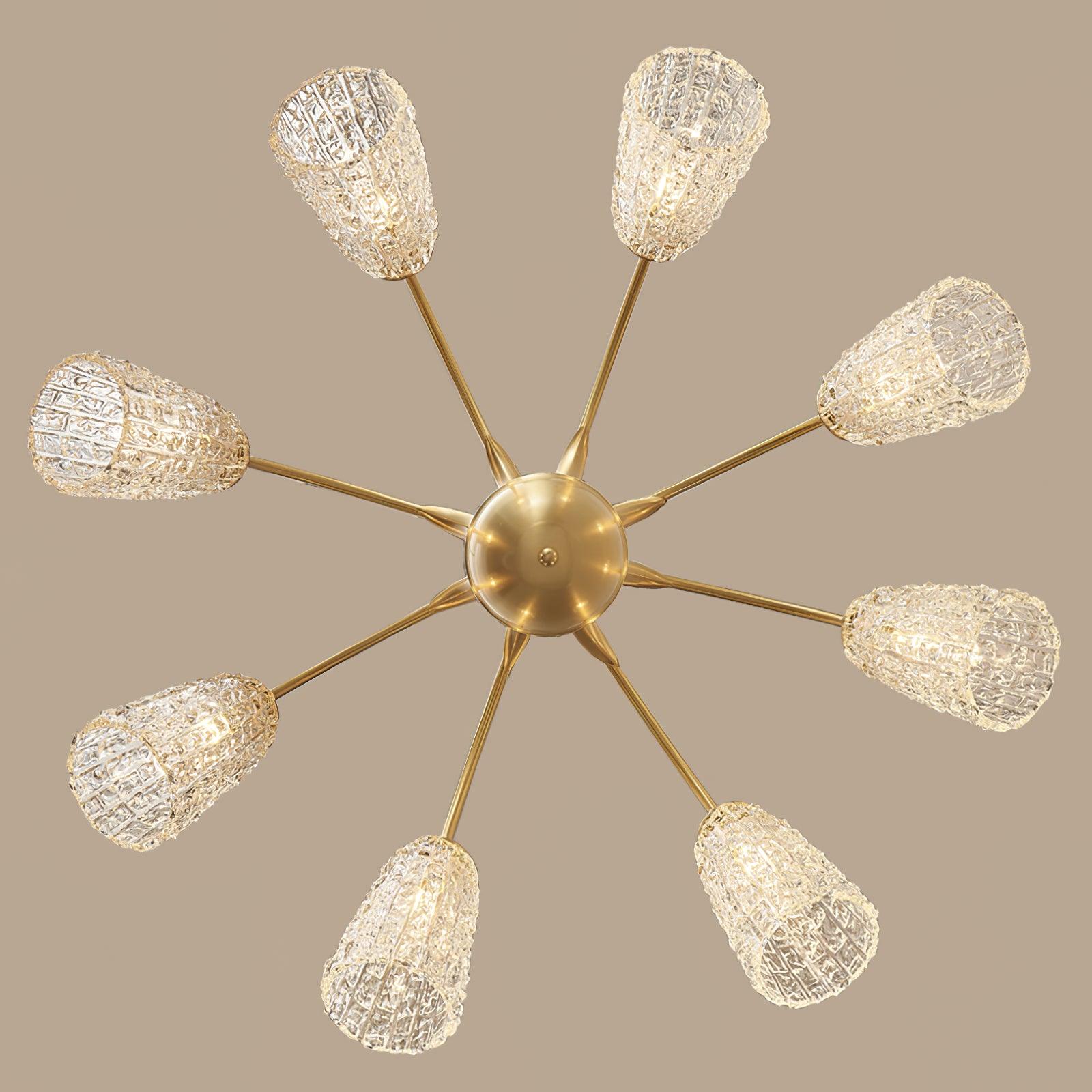 Nikoll Modern Brass and Glass Multi Head Chandelier Luxury Clear Crystal Ceiling Lamp