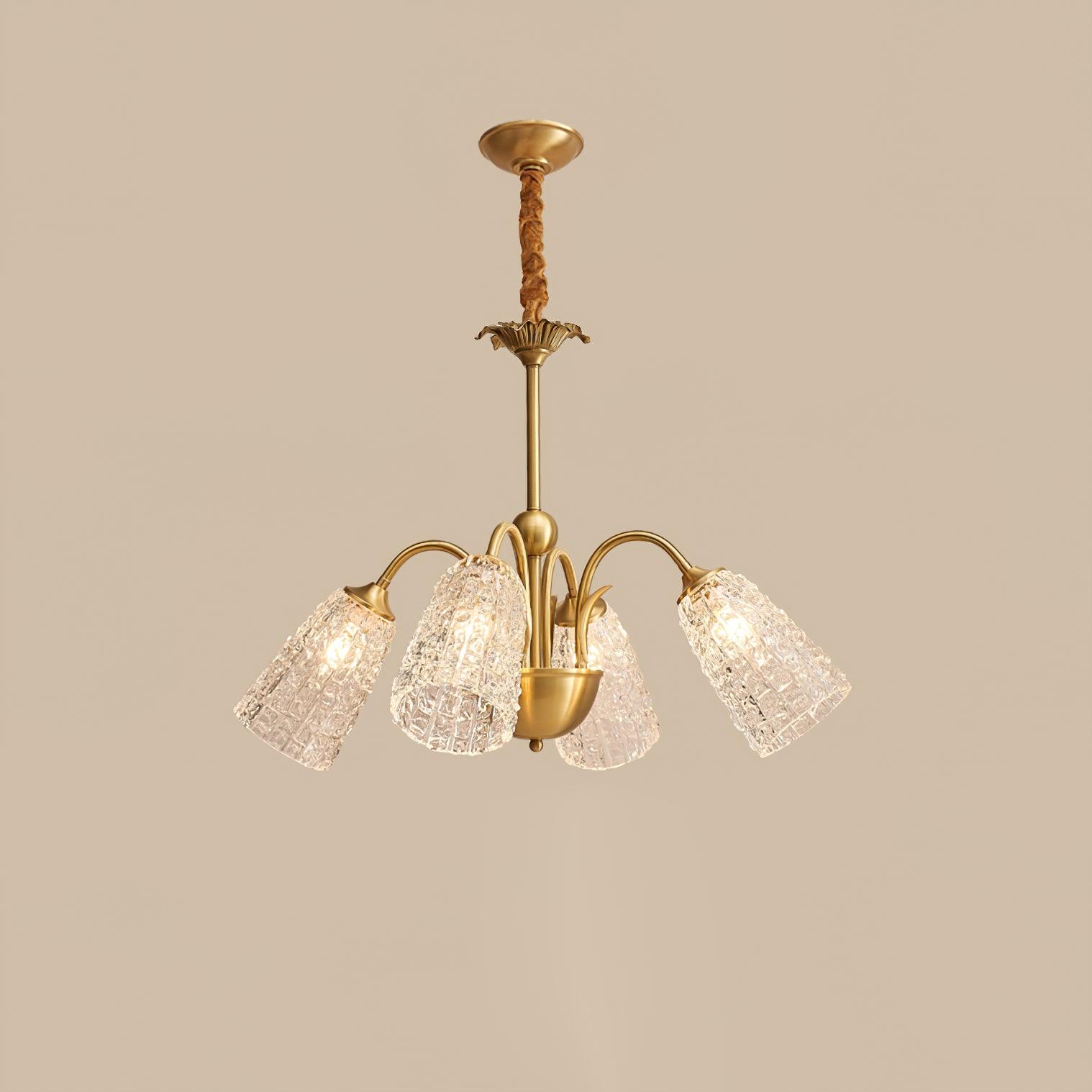 Nikoll Modern Brass and Glass Multi Head Chandelier Luxury Clear Crystal Ceiling Lamp