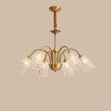 Nikoll Modern Brass and Glass Multi Head Chandelier Luxury Clear Crystal Ceiling Lamp