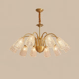Nikoll Modern Brass and Glass Multi Head Chandelier Luxury Clear Crystal Ceiling Lamp
