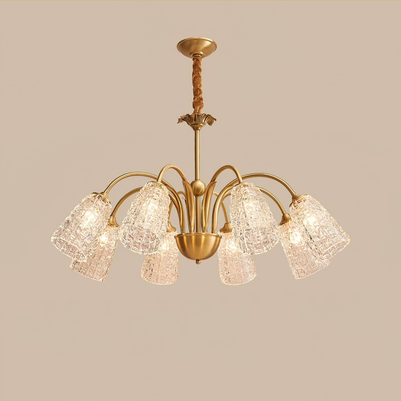 Nikoll Modern Brass and Glass Multi Head Chandelier Luxury Clear Crystal Ceiling Lamp