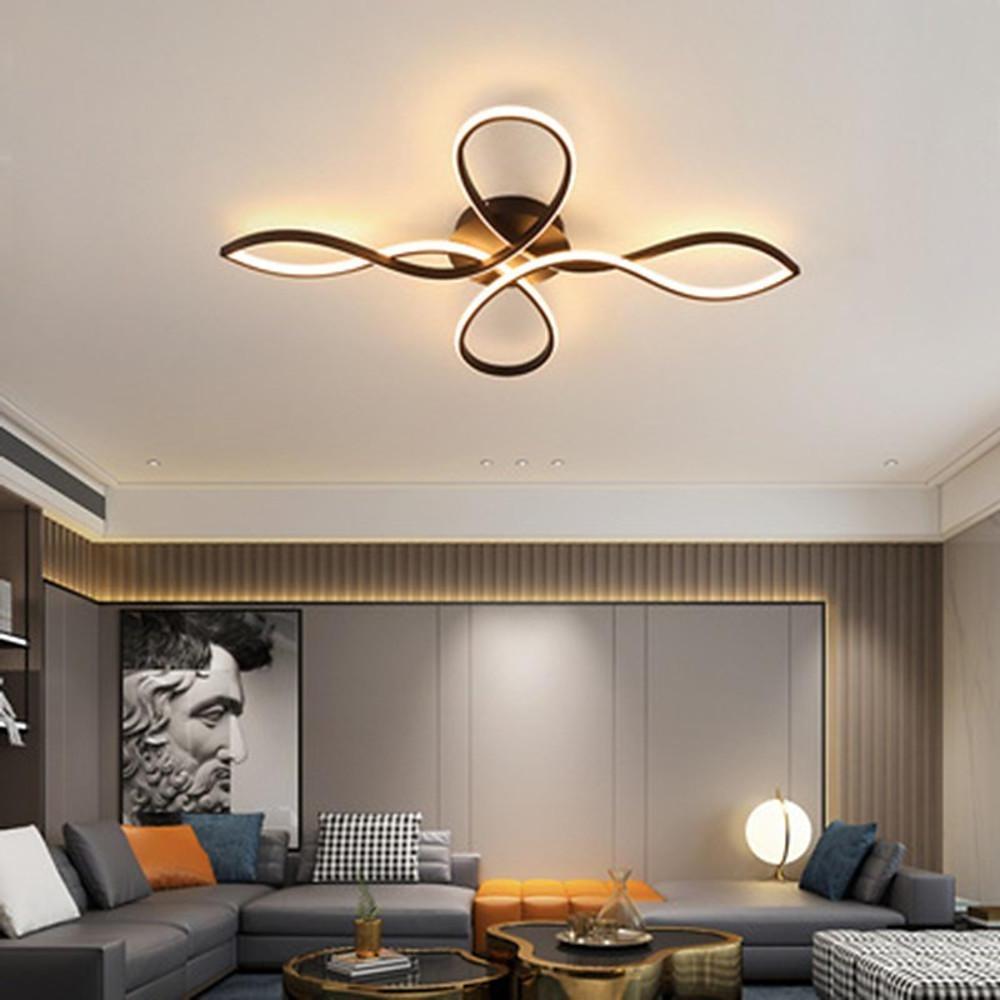 Modern Artistic Flower Shape LED Ceiling Light Dimmable Wave Flush Mount Fixture for Home