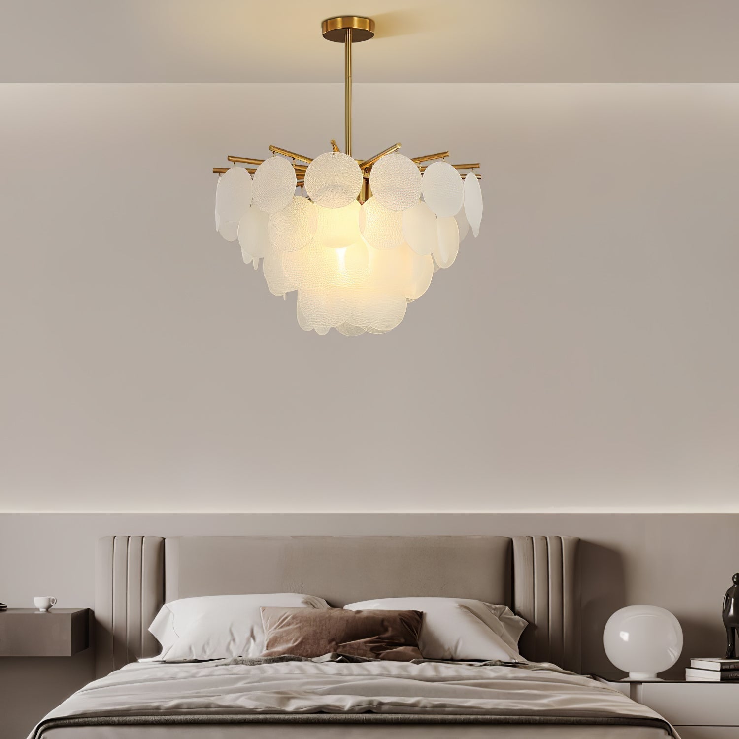 Nimbus Glass Droplet Chandelier Modern Copper Ceiling Light for Living Room