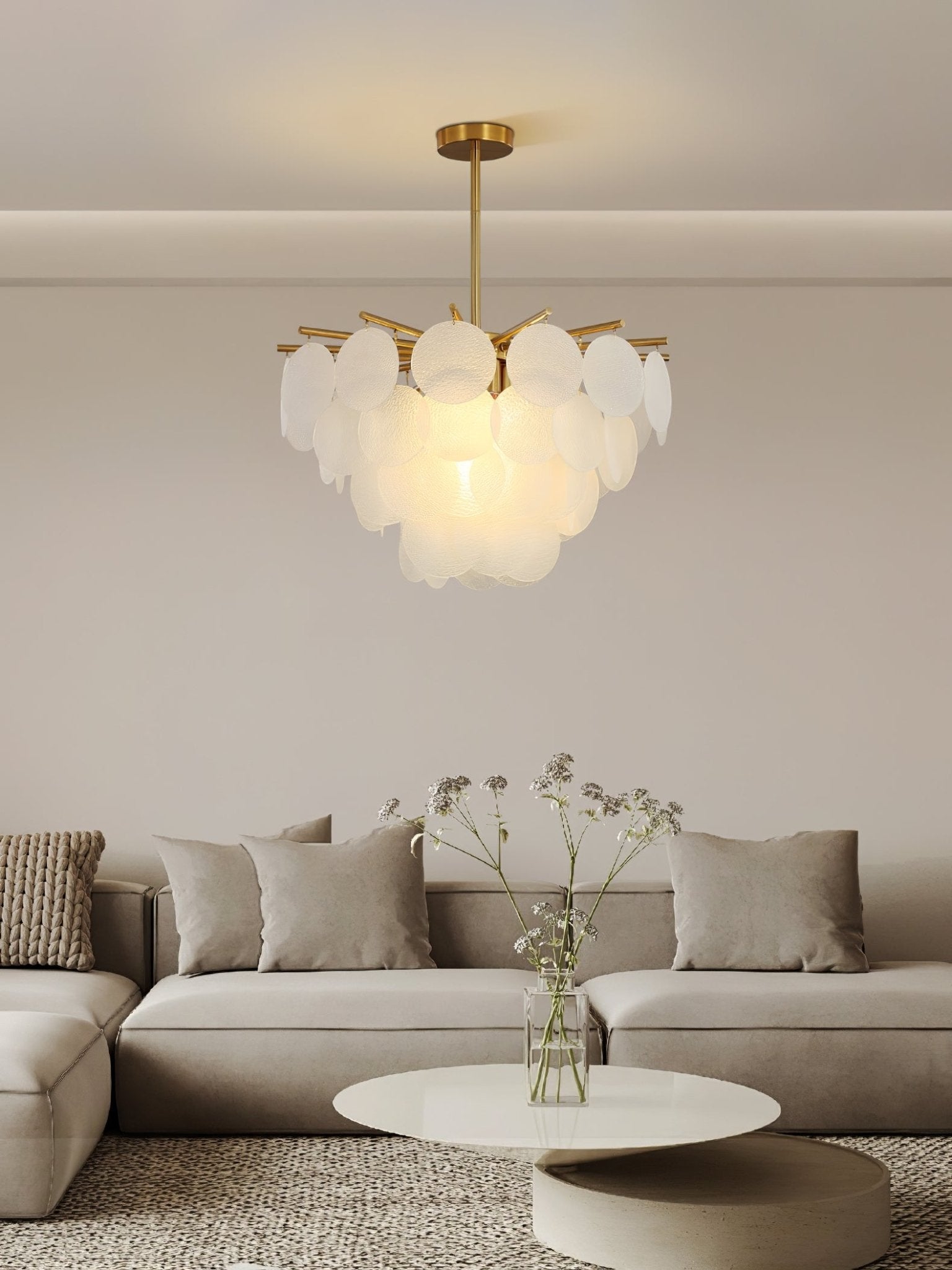 Nimbus Glass Droplet Chandelier Modern Copper Ceiling Light for Living Room