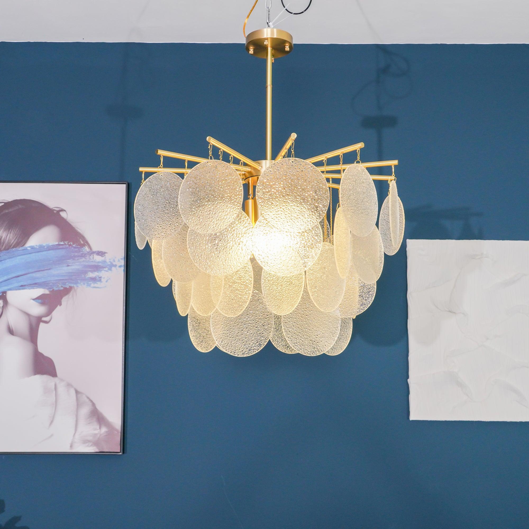 Nimbus Glass Droplet Chandelier Modern Copper Ceiling Light for Living Room