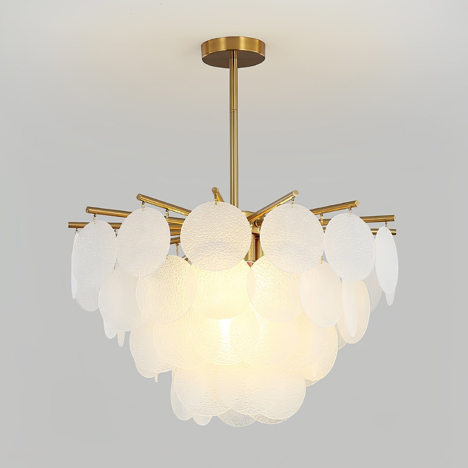 Nimbus Glass Droplet Chandelier Modern Copper Ceiling Light for Living Room