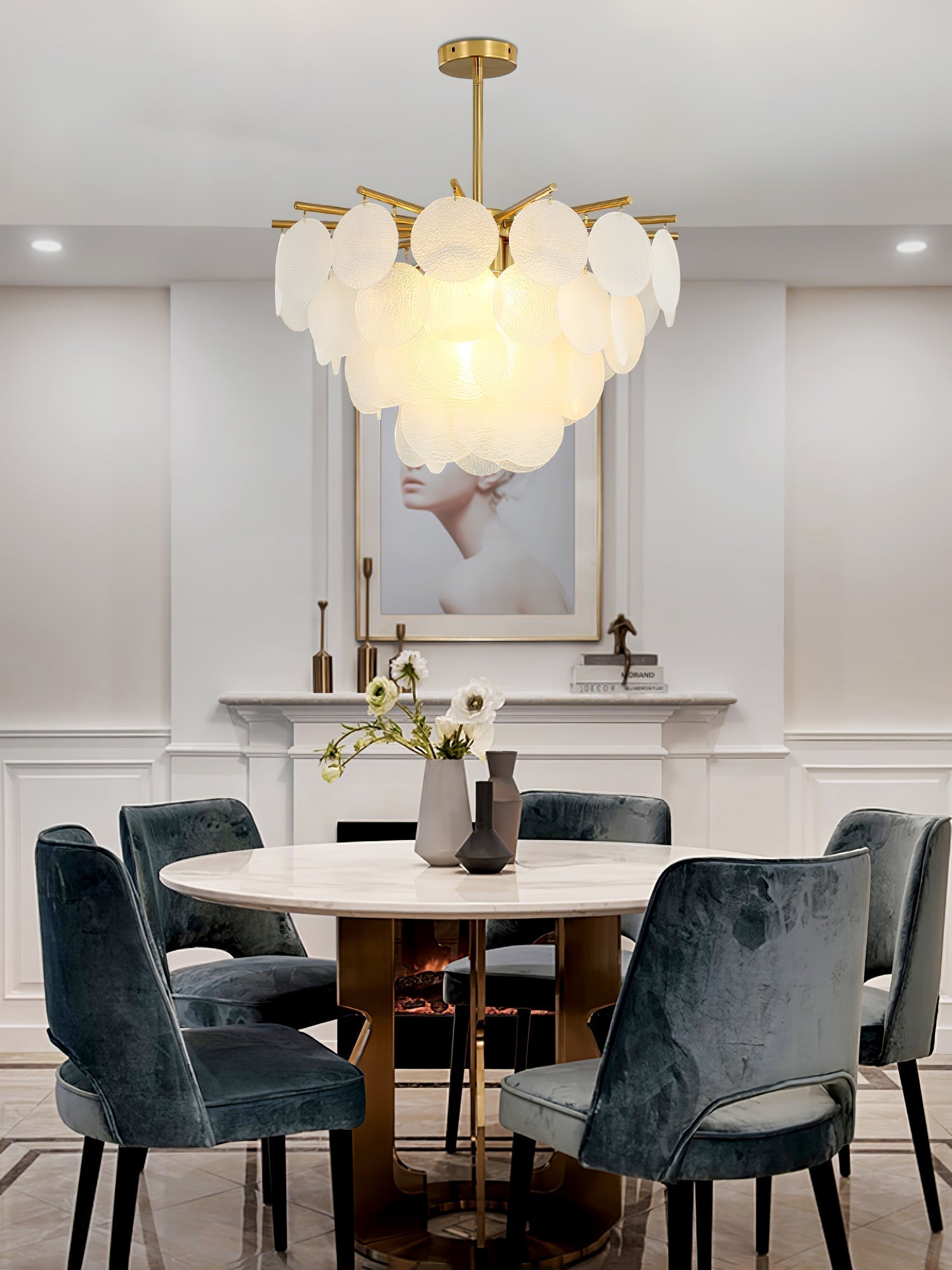Nimbus Glass Droplet Chandelier Modern Copper Ceiling Light for Living Room
