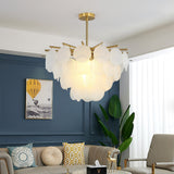 Nimbus Glass Droplet Chandelier Modern Copper Ceiling Light for Living Room