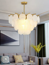 Nimbus Glass Droplet Chandelier Modern Copper Ceiling Light for Living Room