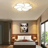 Modern Flower Shaped LED Flush Mount Ceiling Light Dimmable Geometric Metal Fixture