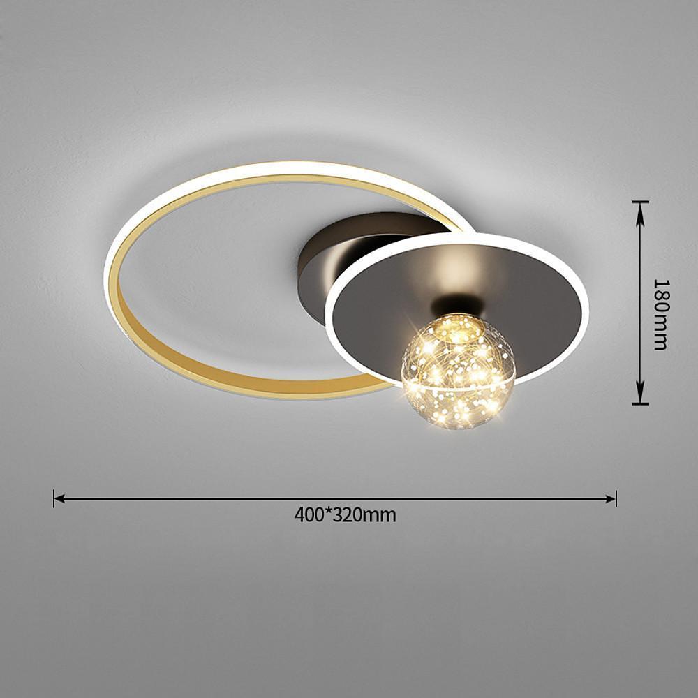 Modern Geometric Circle LED Flush Mount Ceiling Light for Living Room Bedroom Black and Gold Finish