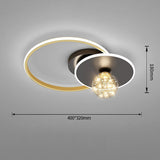 Modern Geometric Circle LED Flush Mount Ceiling Light for Living Room Bedroom Black and Gold Finish