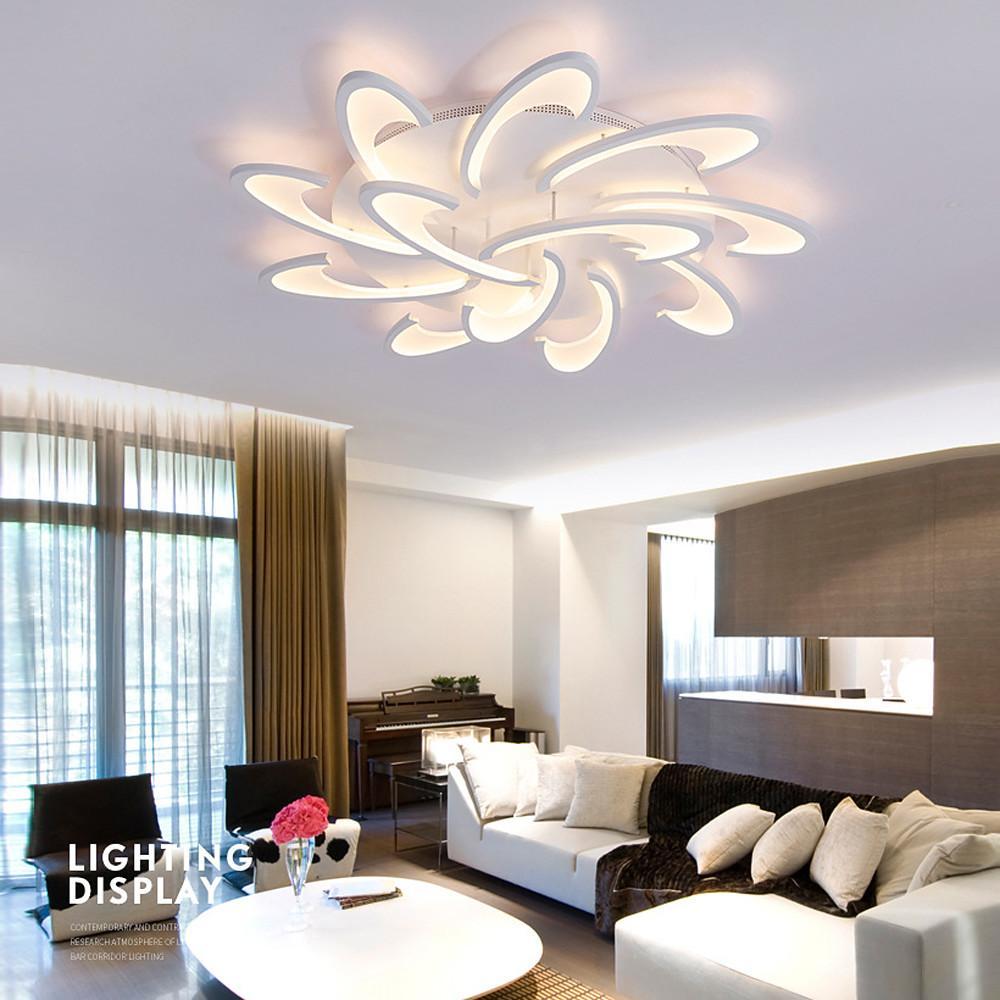 Modern Geometric Acrylic LED Flush Mount Ceiling Lamp with Dimmable Multi Layer Design for Living Room