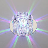 Modern Geometric Crystal Floral LED Flush Mount Ceiling Light for Hallway with RGB Multi Color Effects