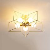 Modern Geometric Star Metal LED Ceiling Light Flush Mount Fixture for Home and Office