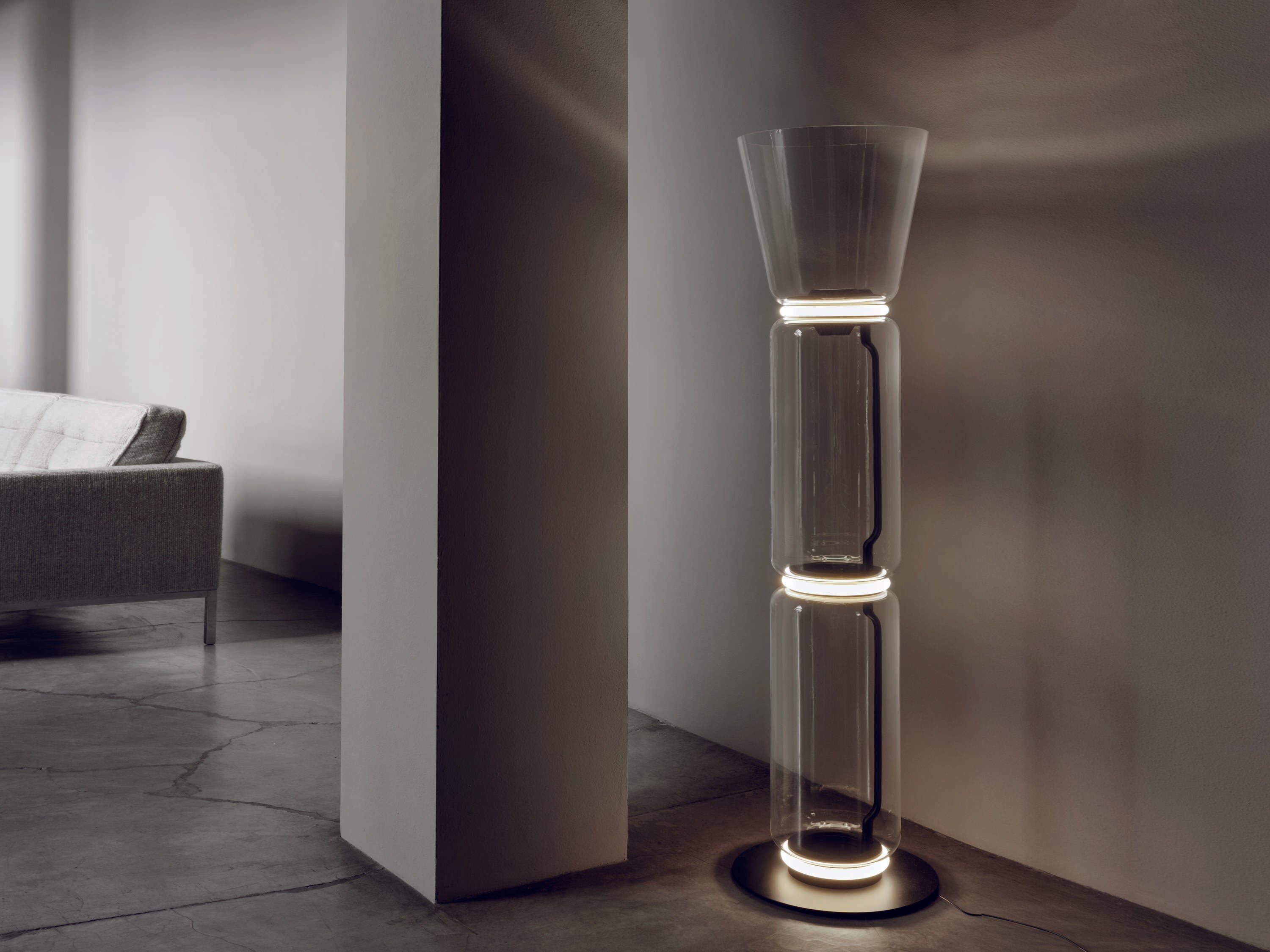Modern Hand Blown Glass Modular Floor Lamp for Living Room with Integrated LED Lighting