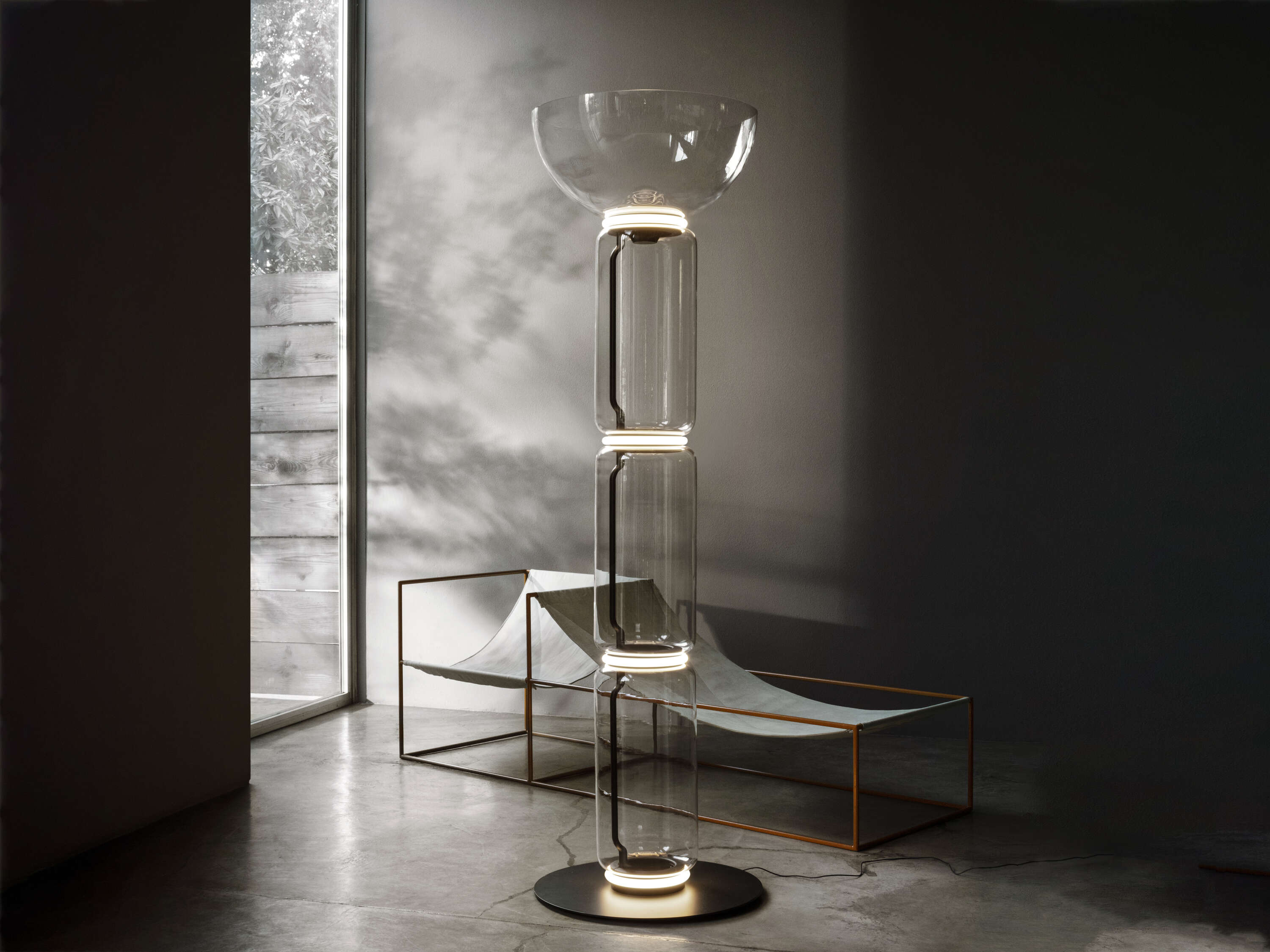 Modern Hand Blown Glass Modular Floor Lamp for Living Room with Integrated LED Lighting